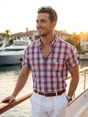 7 Diamonds Vintage Plaid Short Sleeve Button Down Shirt - Men’s XXL